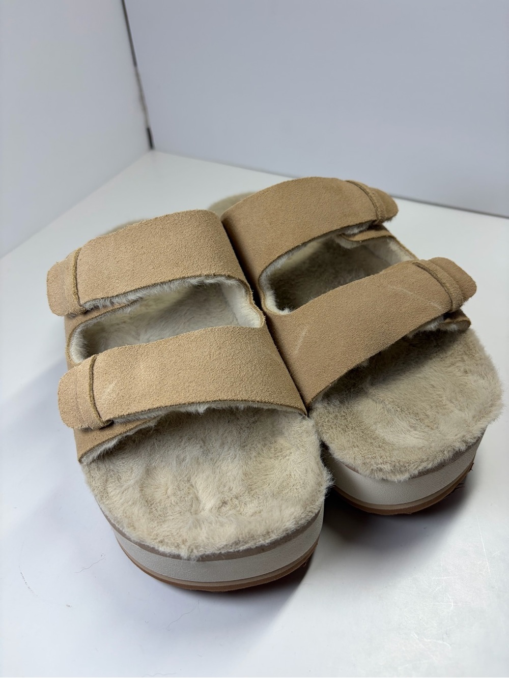 Reef Women's Ojai Ciara Platform Slide Sandal Tan Suede Leather Sz 8 Beach Comfy - Picture 3 of 13